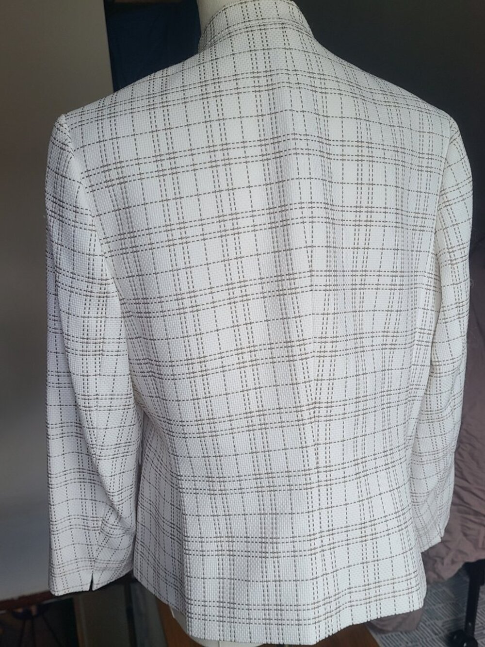 Open Front Inverted Collar Jacket Cream Size 12 - Picture 5 of 8